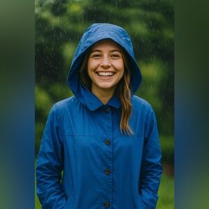 Mixfeer Women Blue Rain Hooded Jacket